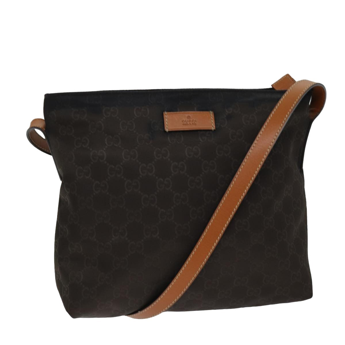 GUCCI GG Canvas Shoulder Bag Brown 314529 Auth bs15251