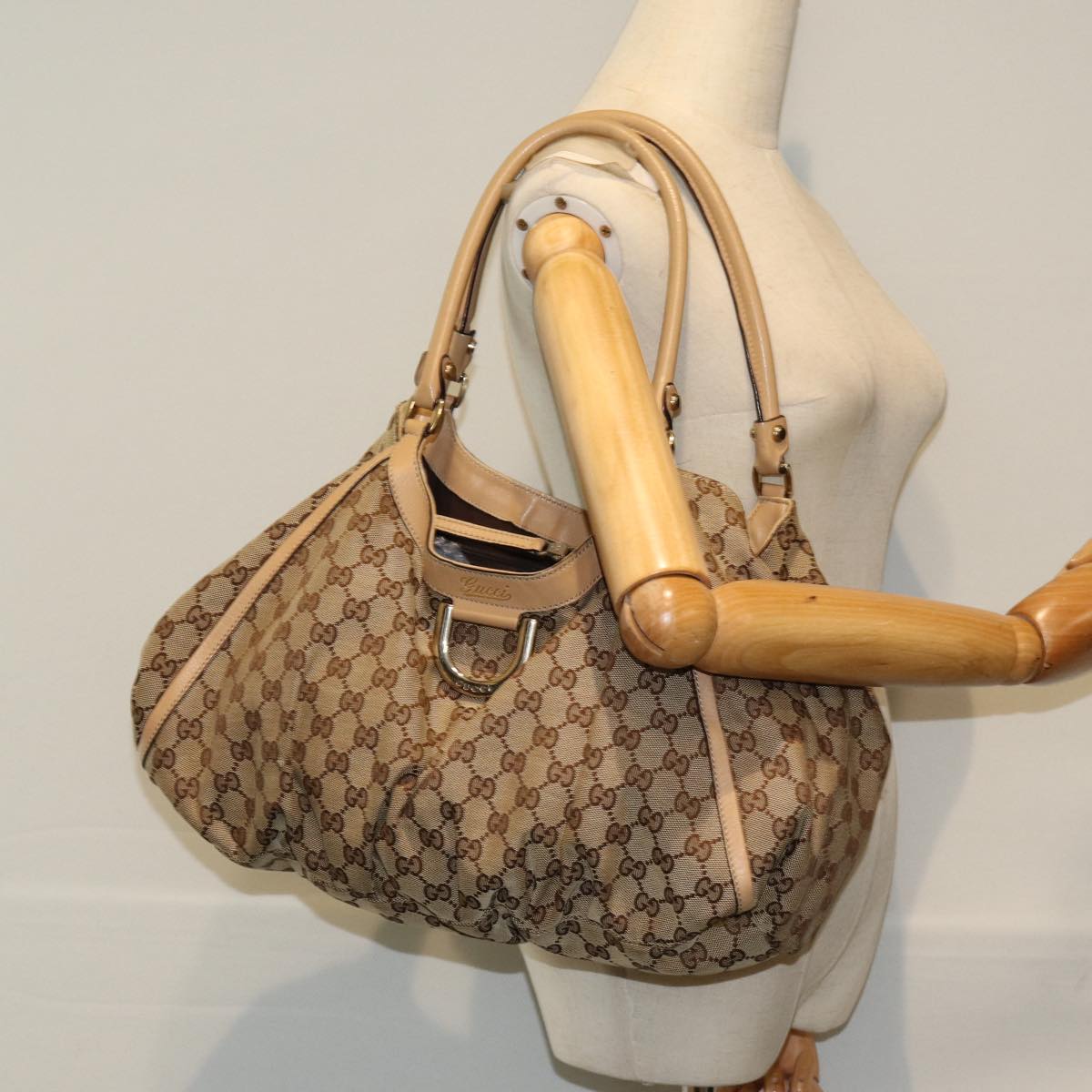 GUCCI GG Canvas Abbey Tote Bag Beige 189835 Auth bs15252