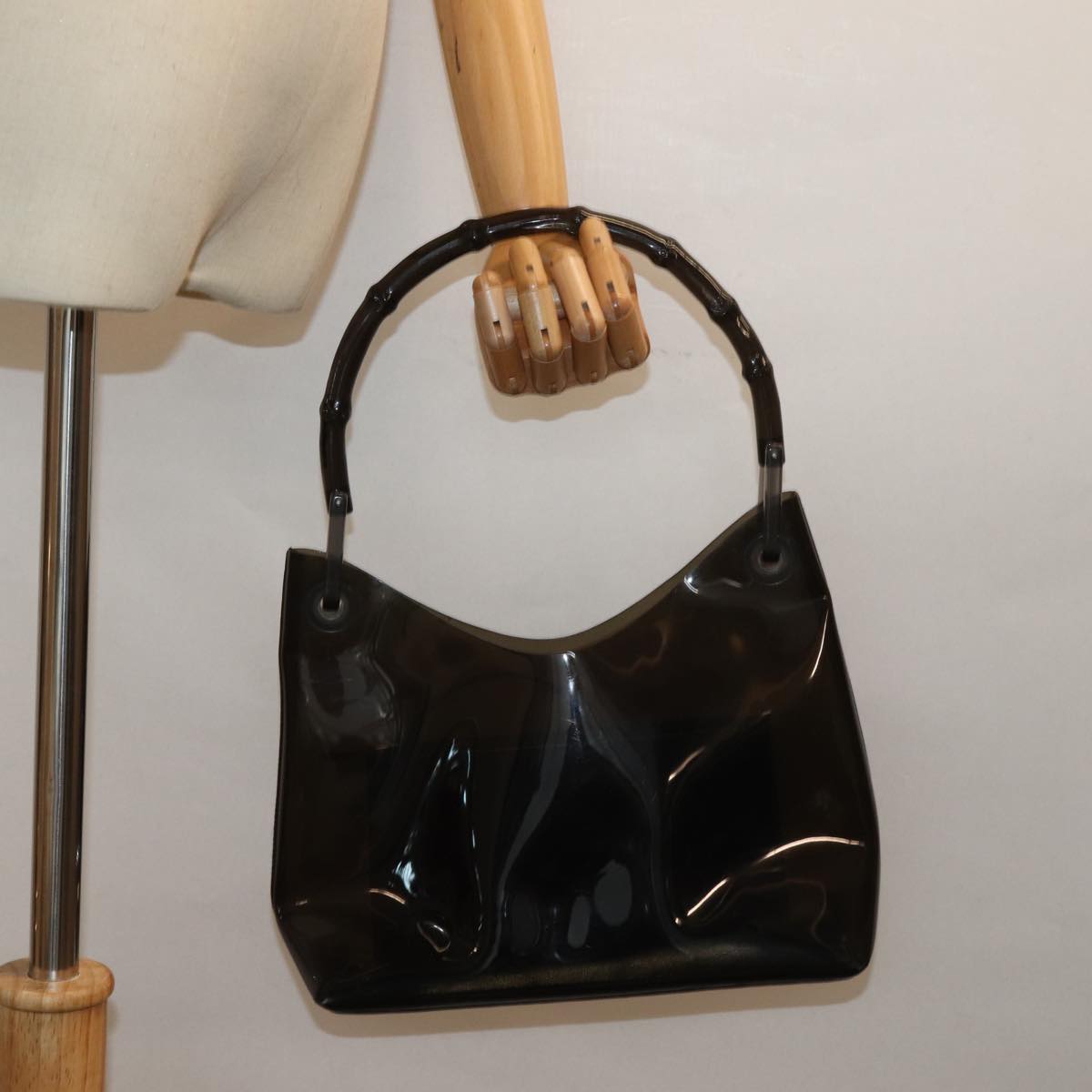 GUCCI Hand Bag Vinyl Black 001 2058 1883 Auth bs15260