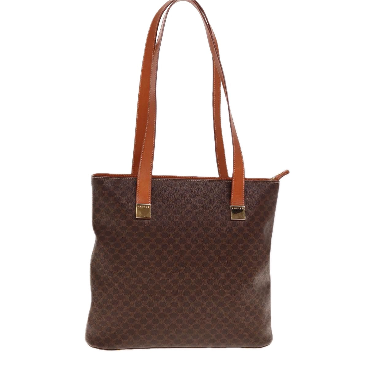 CELINE Macadam Canvas Tote Bag PVC Leather Brown Auth bs15280