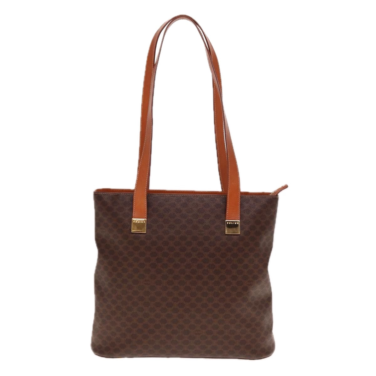 CELINE Macadam Canvas Tote Bag PVC Leather Brown Auth bs15280