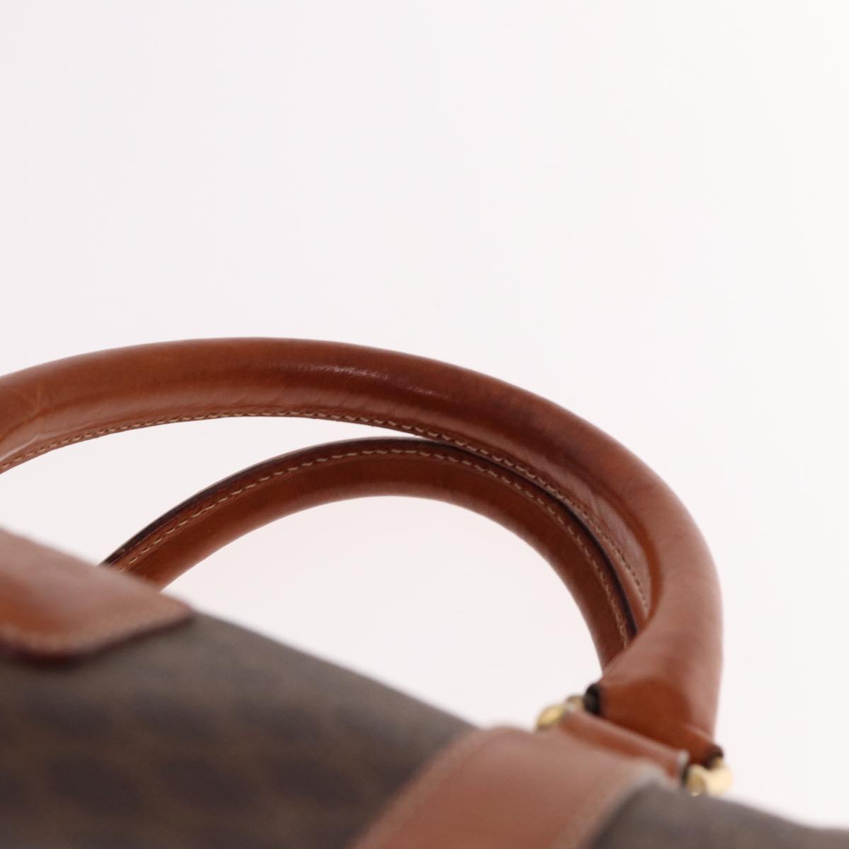 CELINE Macadam Canvas Boston Bag PVC Leather Brown Auth bs15281