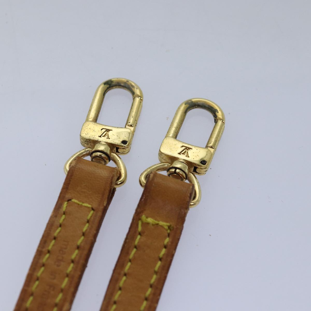 LOUIS VUITTON Shoulder Strap Leather 44.9"" Beige LV Auth bs15298