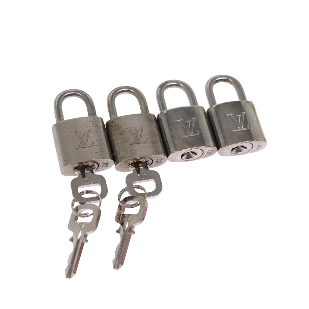 LOUIS VUITTON Padlock 4Set Silver LV Auth bs15299