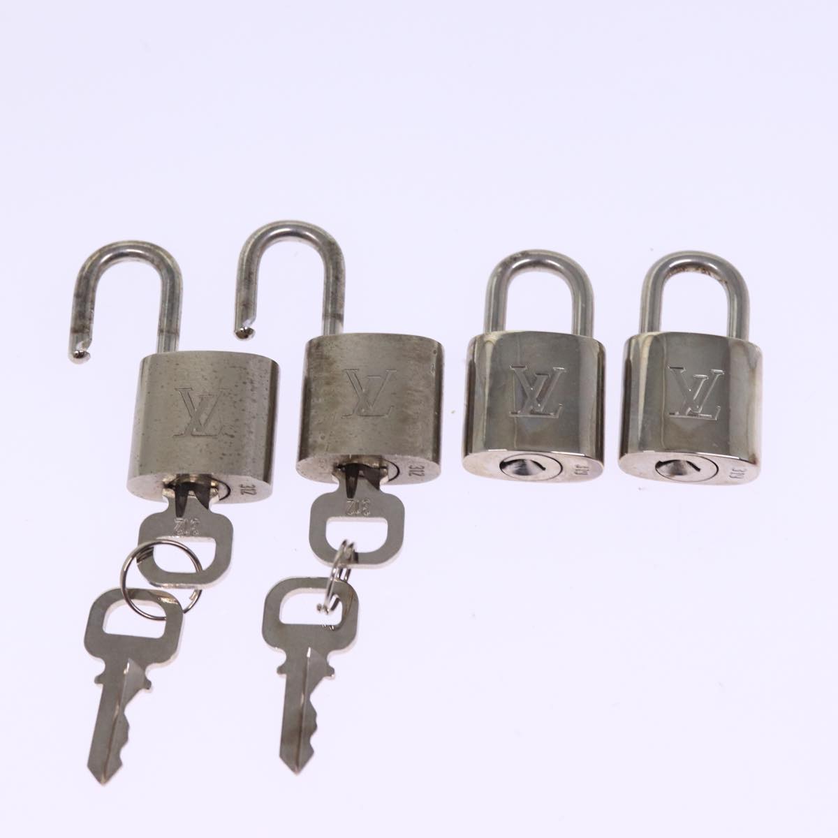 LOUIS VUITTON Padlock 4Set Silver LV Auth bs15299