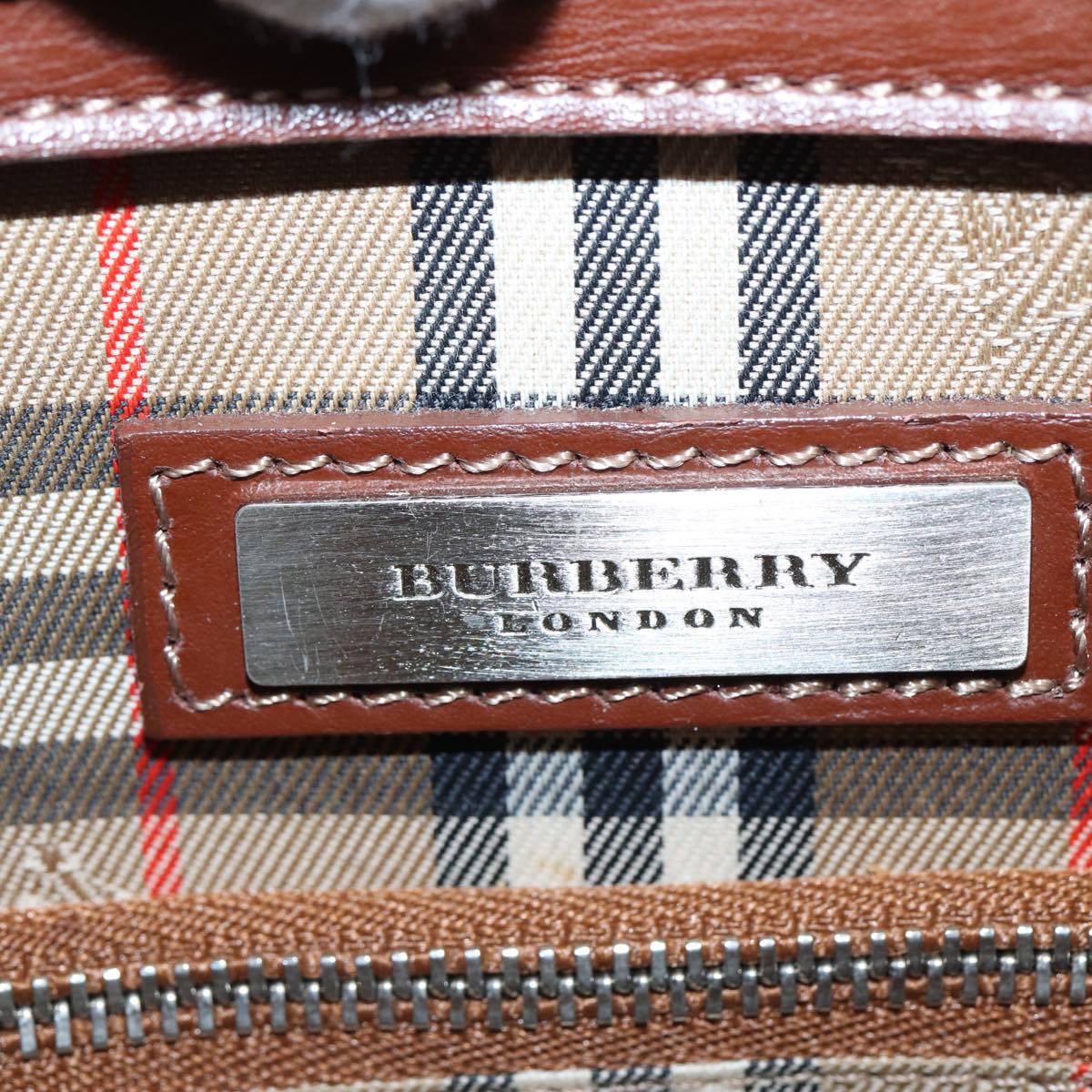 BURBERRY Clutch Bag Leather Brown Auth bs15307