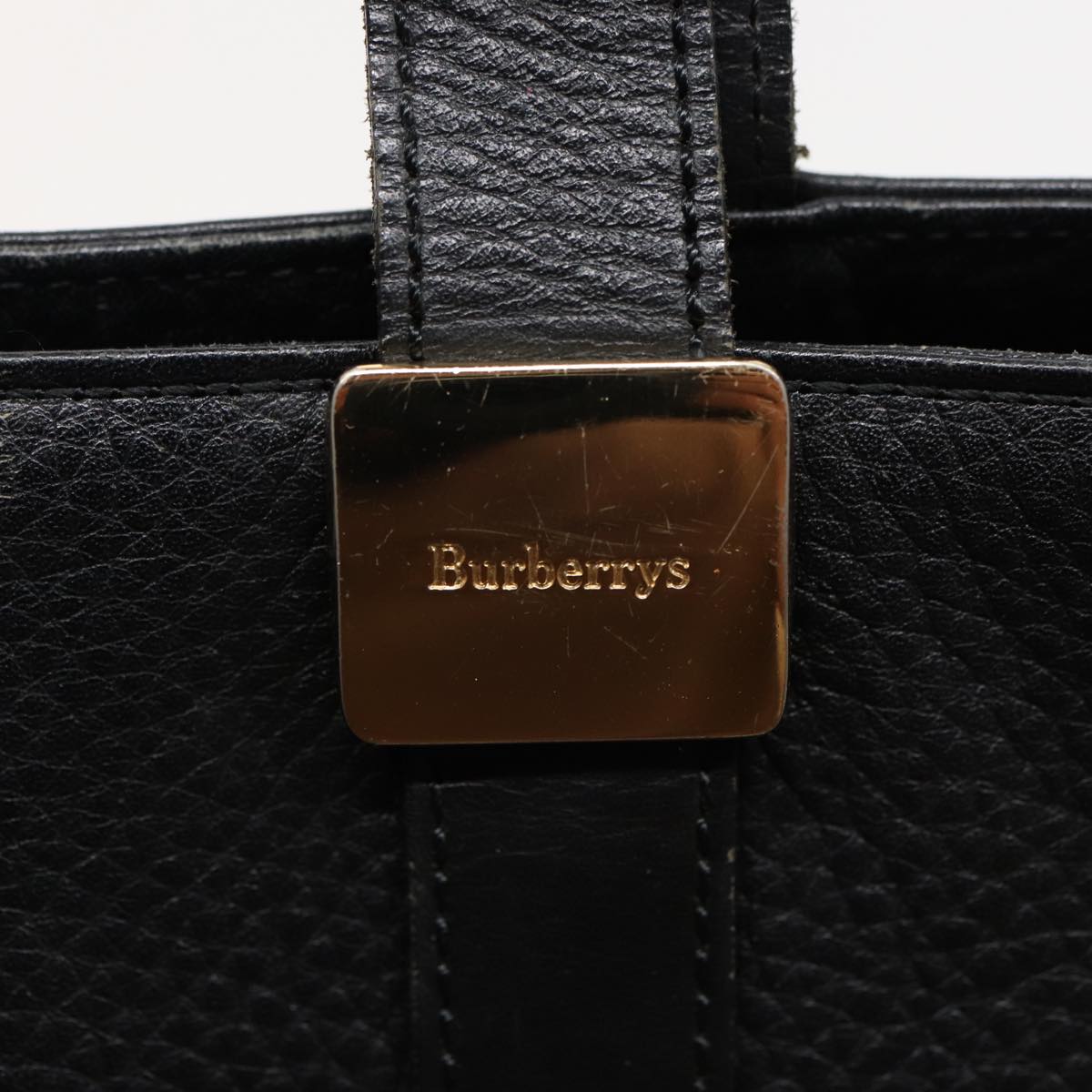 Burberrys Hand Bag Leather Black Auth bs15308