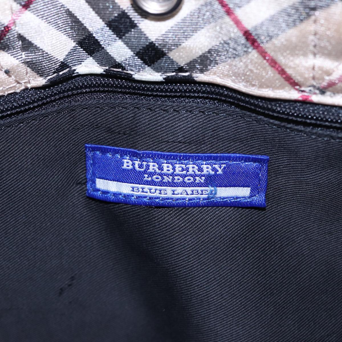 BURBERRY Nova Check Blue Label Hand Bag Nylon Beige Auth bs15309