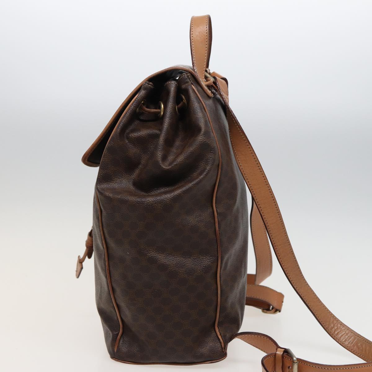 CELINE Macadam Canvas Backpack PVC Brown Auth bs15310