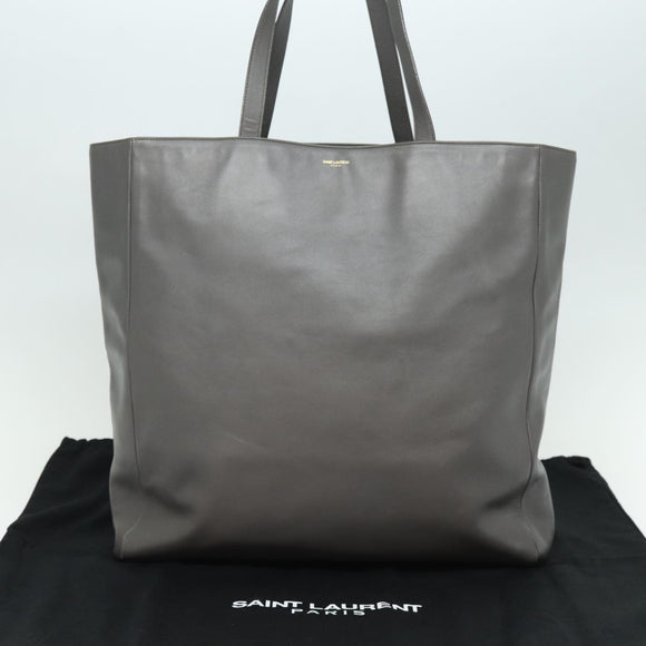 SAINT LAURENT Tote Bag Leather Gray Auth bs15314