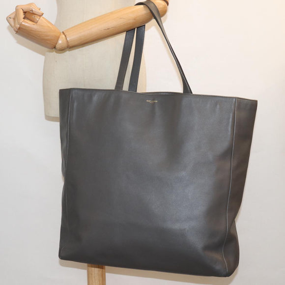 SAINT LAURENT Tote Bag Leather Gray Auth bs15314