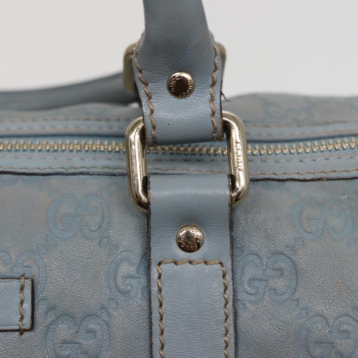 GUCCI GG Canvas Guccissima Boston Bag Blue 193603 Auth bs15315