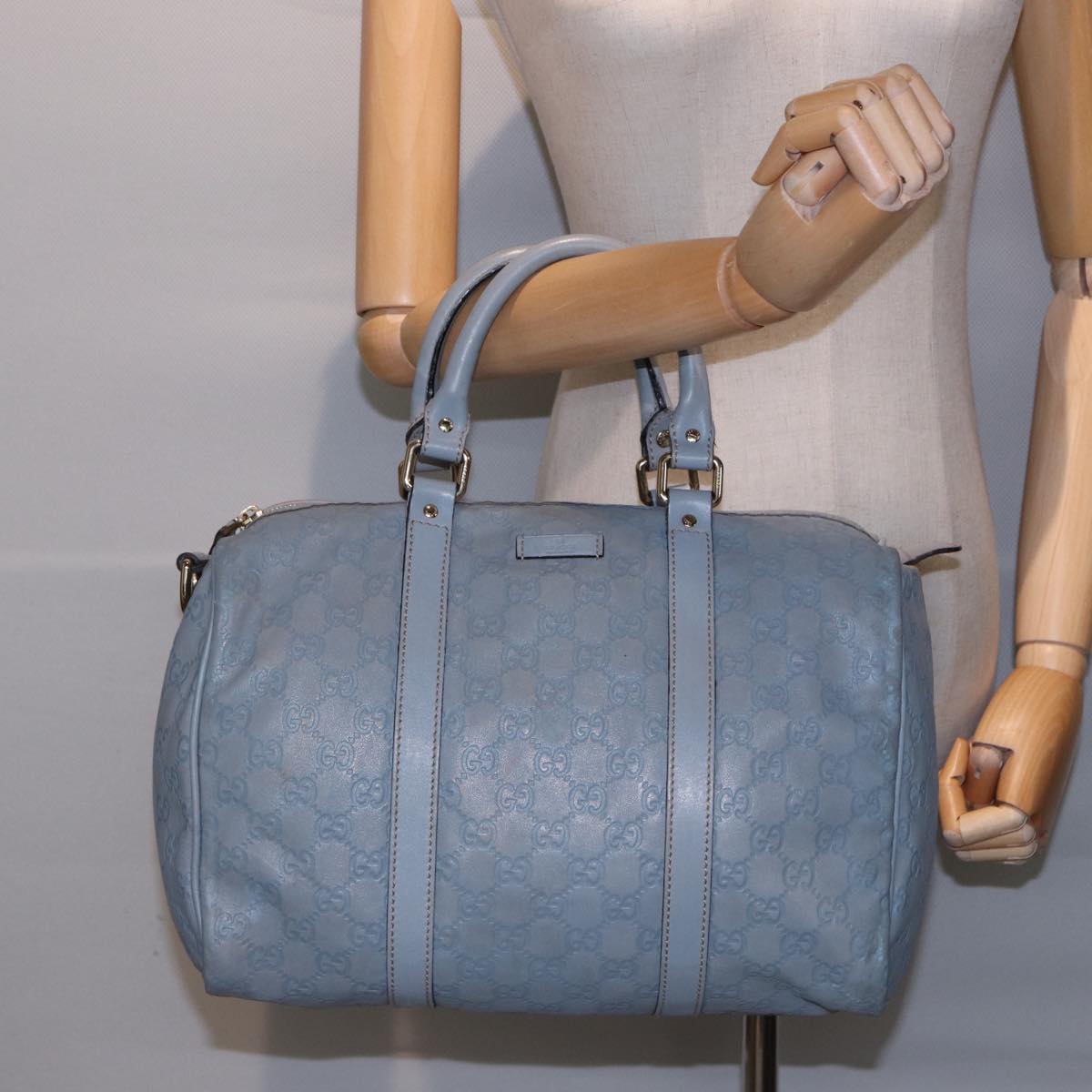 GUCCI GG Canvas Guccissima Boston Bag Blue 193603 Auth bs15315