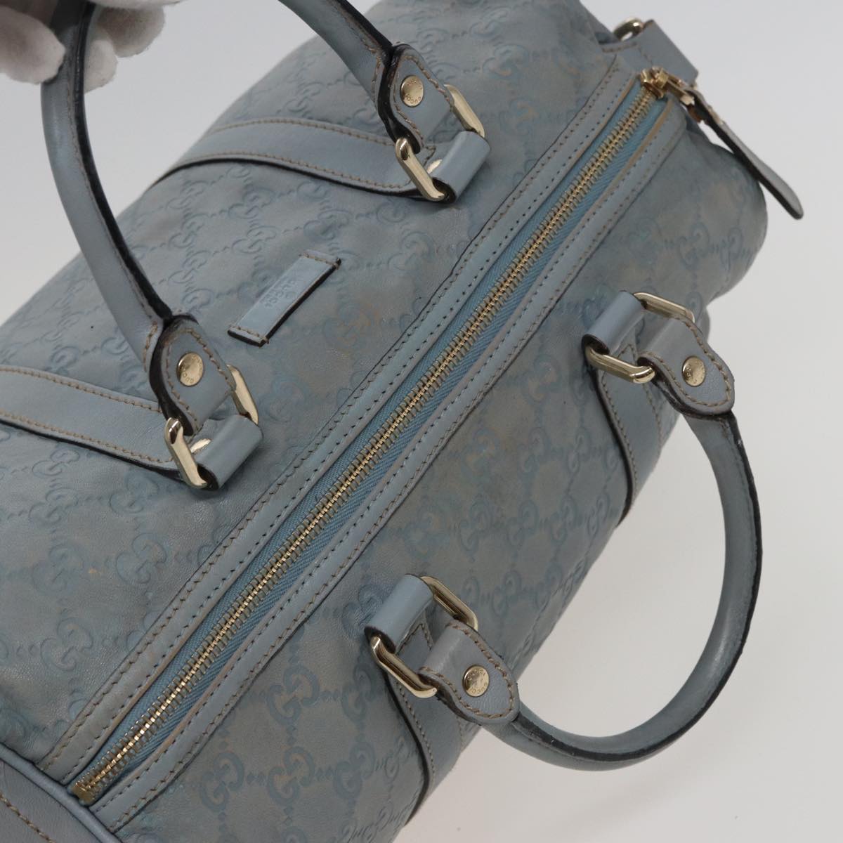 GUCCI GG Canvas Guccissima Boston Bag Blue 193603 Auth bs15315