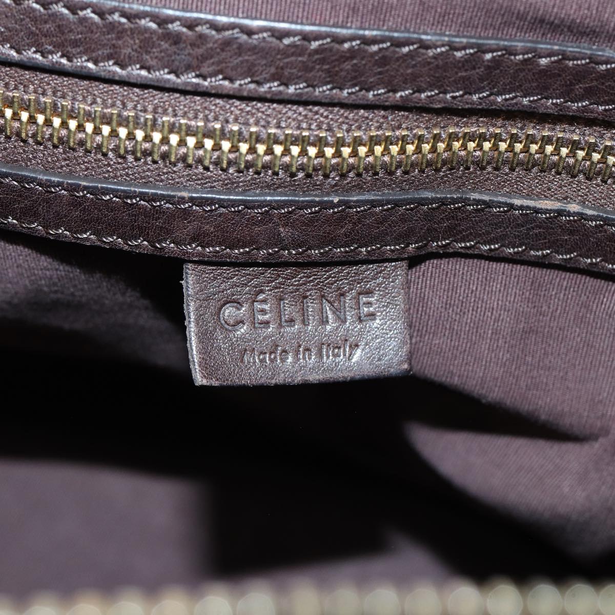 CELINE Hand Bag Leather Brown Auth bs15316