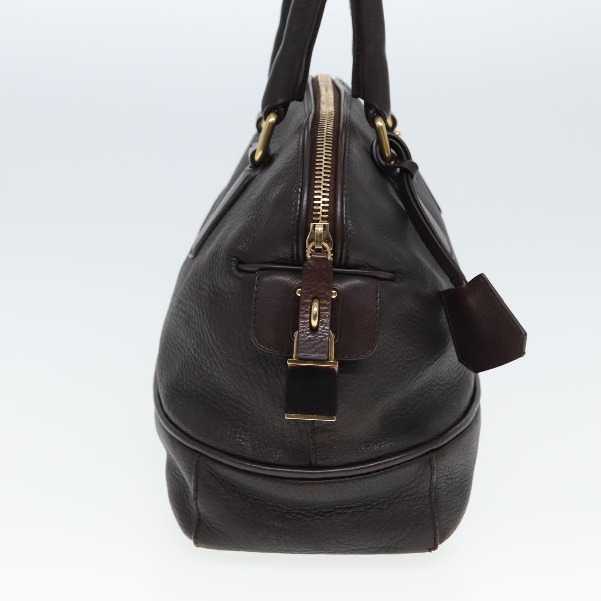 CELINE Hand Bag Leather Brown Auth bs15316