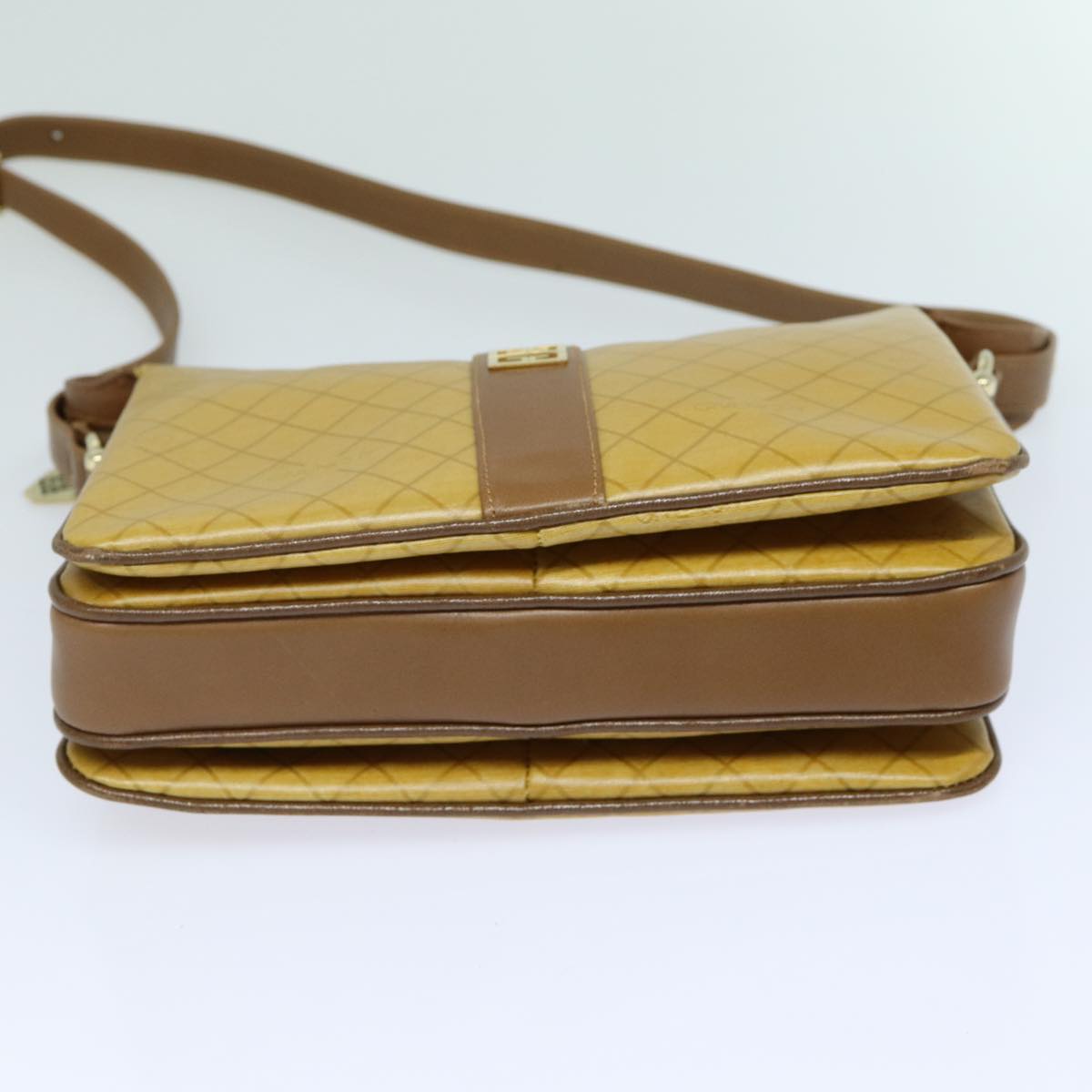 GIVENCHY Shoulder Bag PVC Leather Yellow Brown Auth bs15323