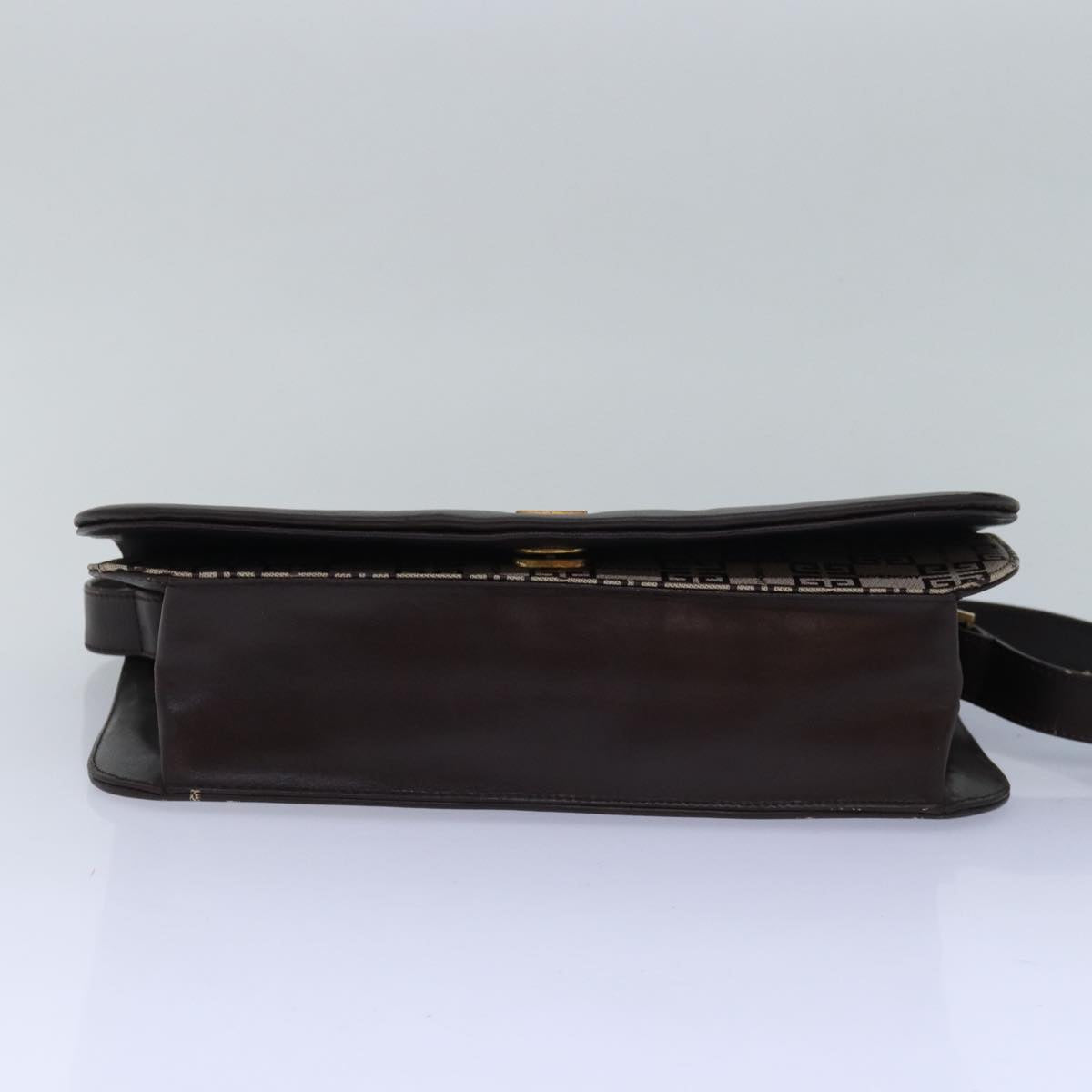 GIVENCHY Shoulder Bag PVC Leather Beige Dark Brown Auth bs15324