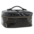 CHANEL Vanity Cosmetic Pouch Patent leather Black CC Auth bs15339-1