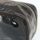 CHANEL Vanity Cosmetic Pouch Patent leather Black CC Auth bs15339-14