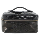 CHANEL Vanity Cosmetic Pouch Patent leather Black CC Auth bs15339-13