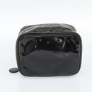 CHANEL Vanity Cosmetic Pouch Patent leather Black CC Auth bs15339-8
