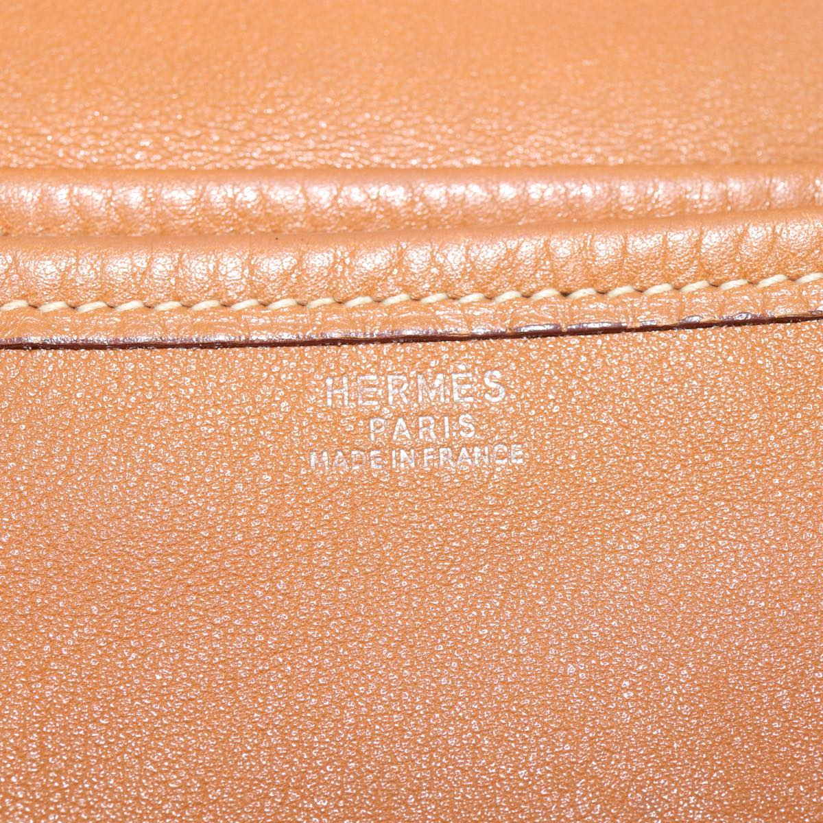 HERMES Christine Shoulder Bag Leather Brown Auth bs15351