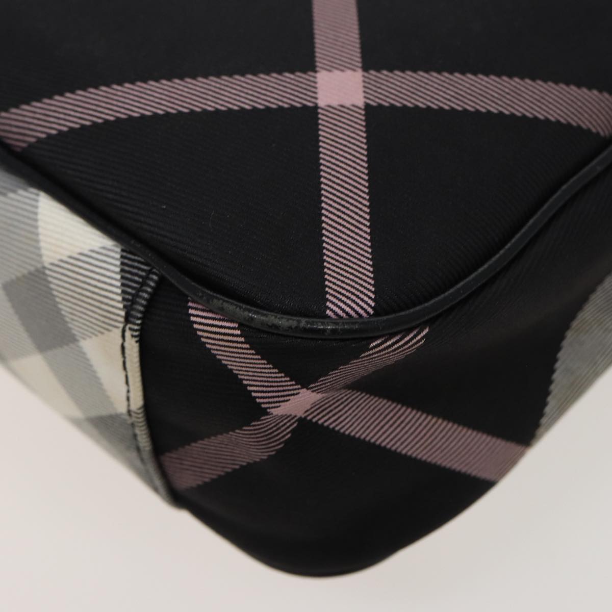 BURBERRY Nova Check Blue Label Shoulder Bag Nylon Black White pink Auth bs15354