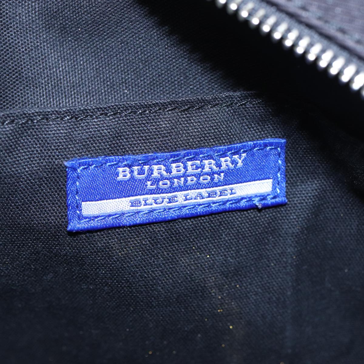 BURBERRY Nova Check Blue Label Shoulder Bag Nylon Black White pink Auth bs15354