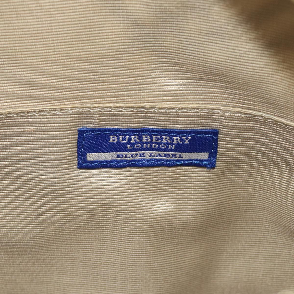 BURBERRY Nova Check Blue Label Shoulder Bag Nylon White Auth bs15359