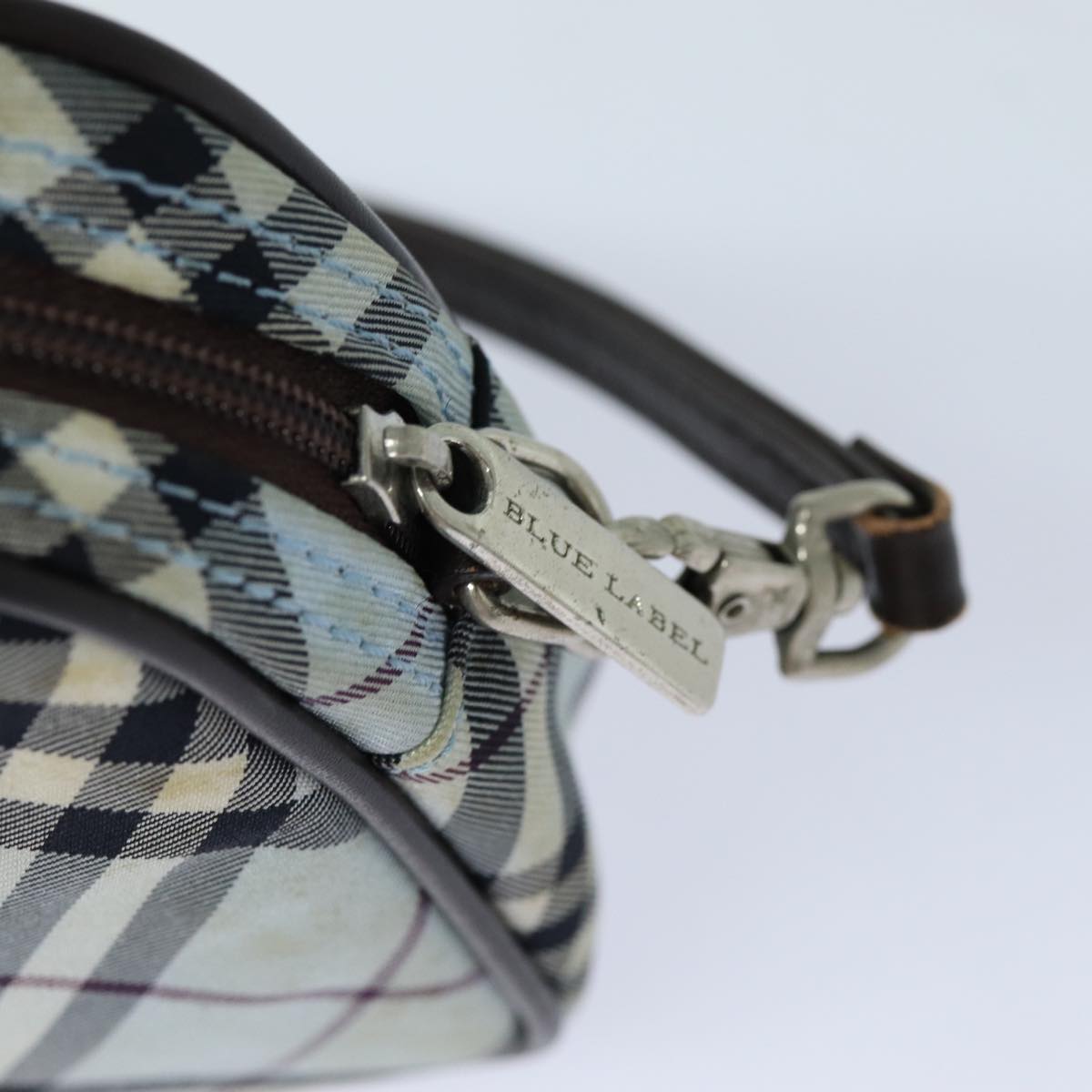 BURBERRY Nova Check Blue Label Hand Bag Nylon Light Blue Auth bs15360