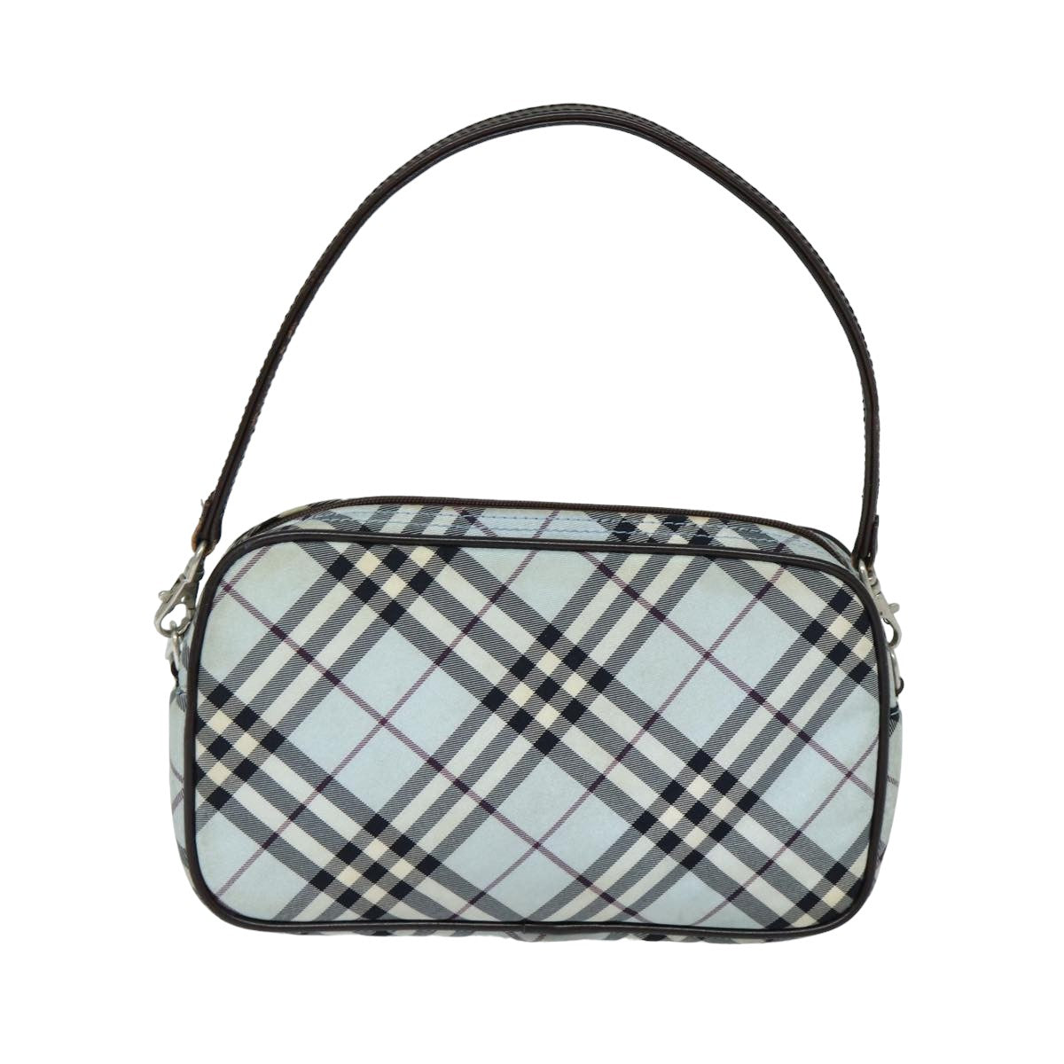 BURBERRY Nova Check Blue Label Hand Bag Nylon Light Blue Auth bs15360