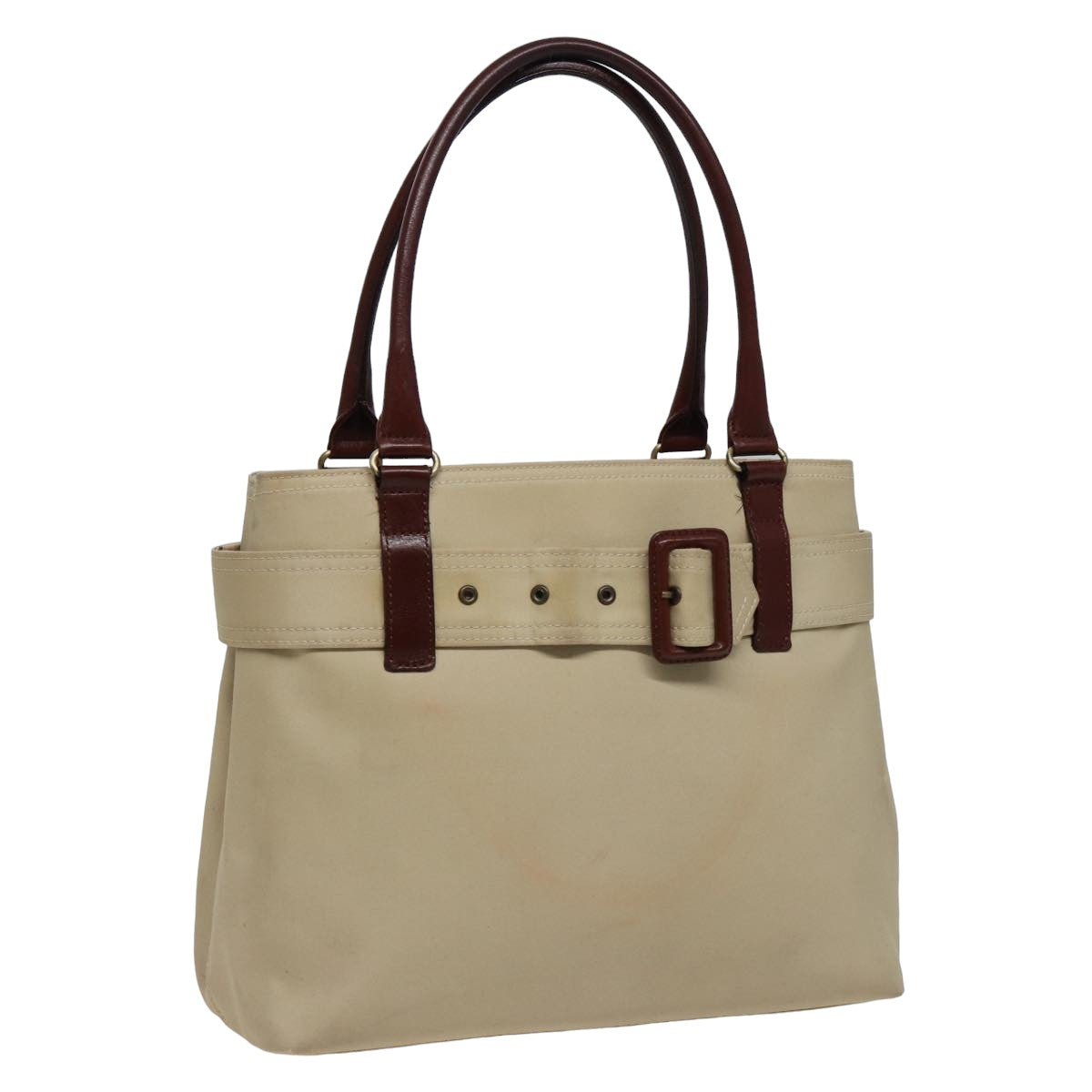 BURBERRY Hand Bag Canvas Beige Auth bs15363