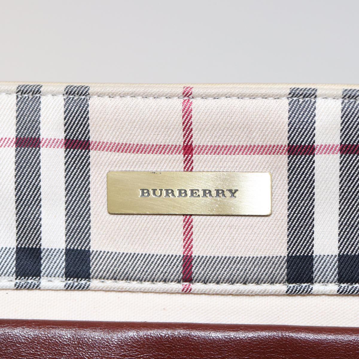 BURBERRY Hand Bag Canvas Beige Auth bs15363