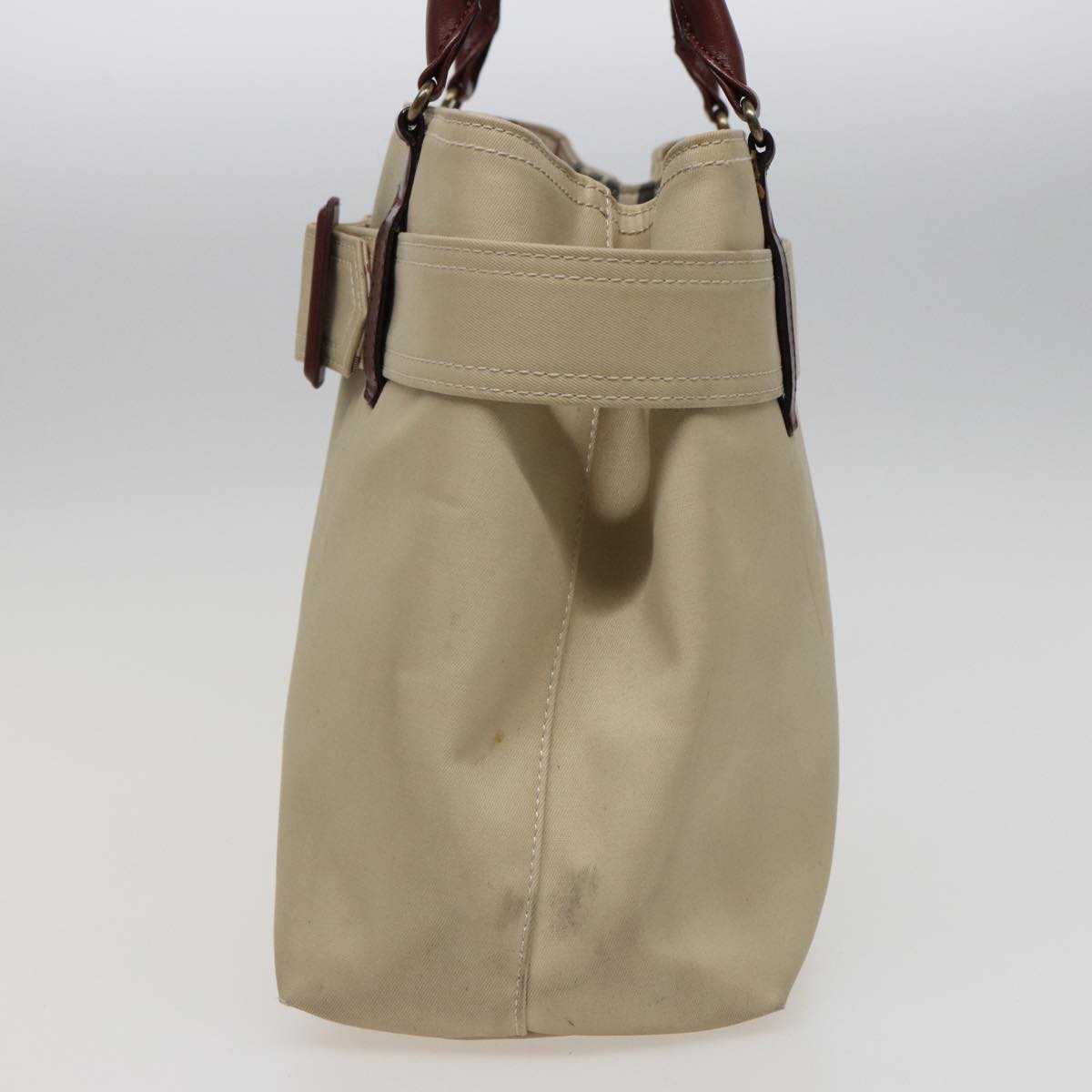 BURBERRY Hand Bag Canvas Beige Auth bs15363