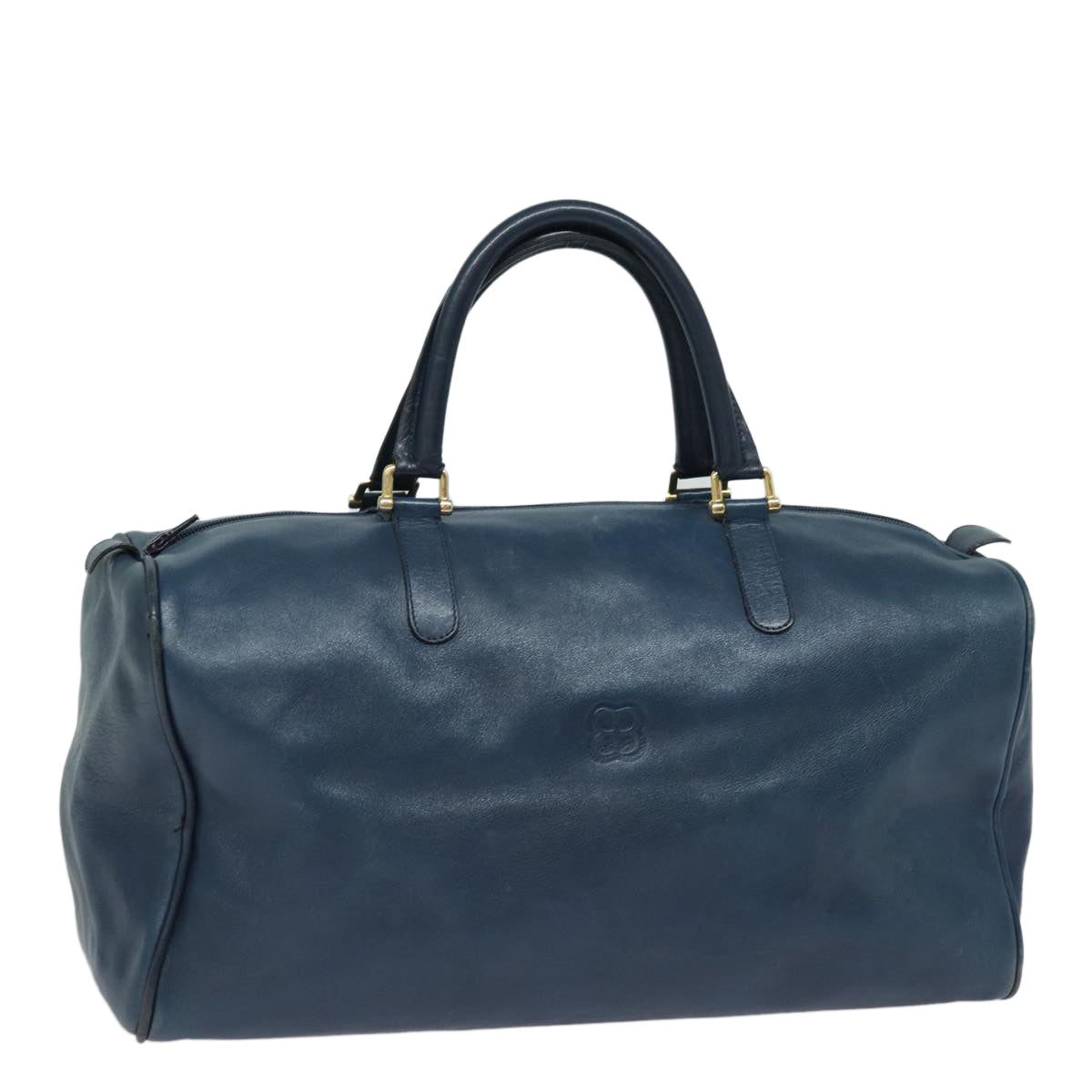 BALENCIAGA Boston Bag Leather Blue Auth bs15384