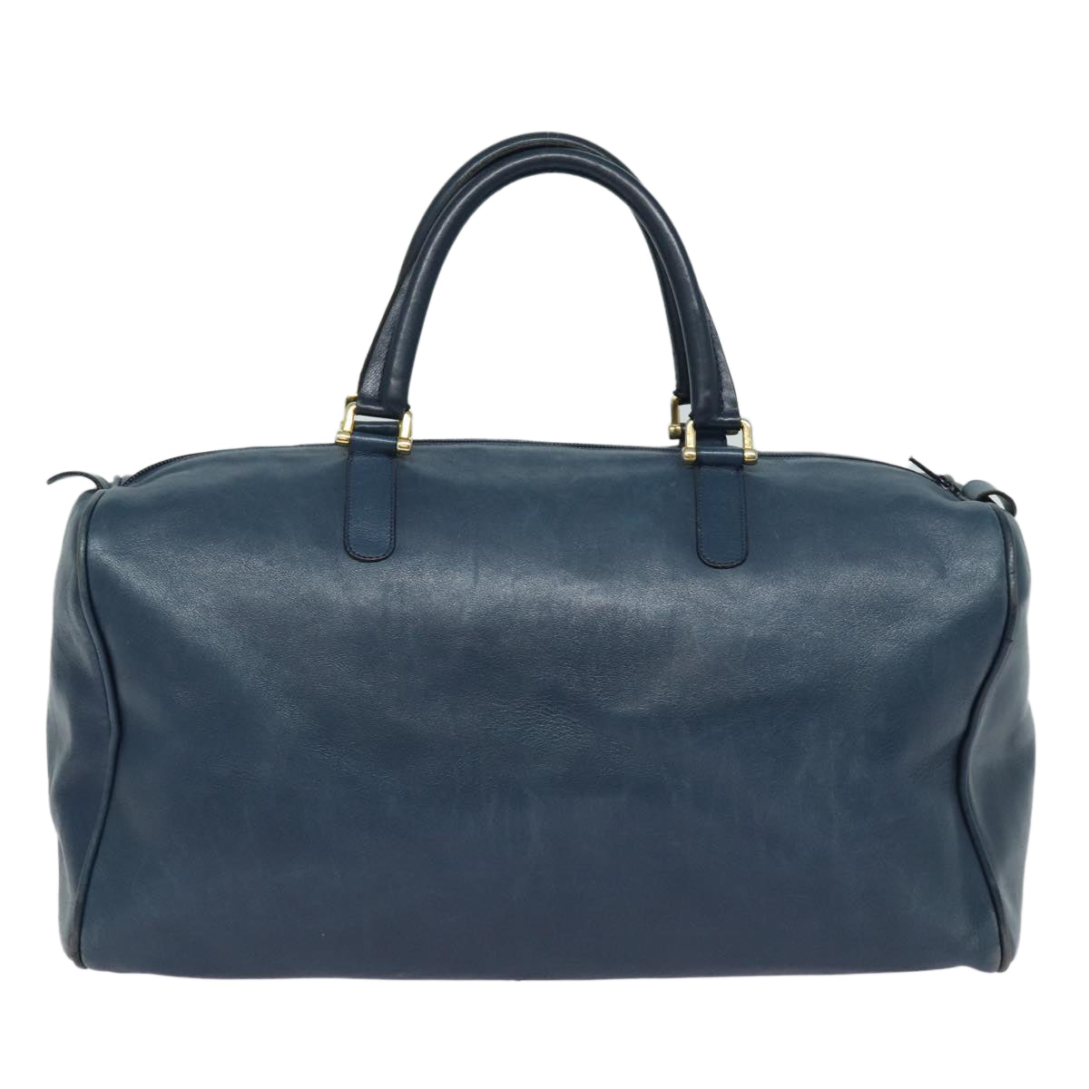 BALENCIAGA Boston Bag Leather Blue Auth bs15384