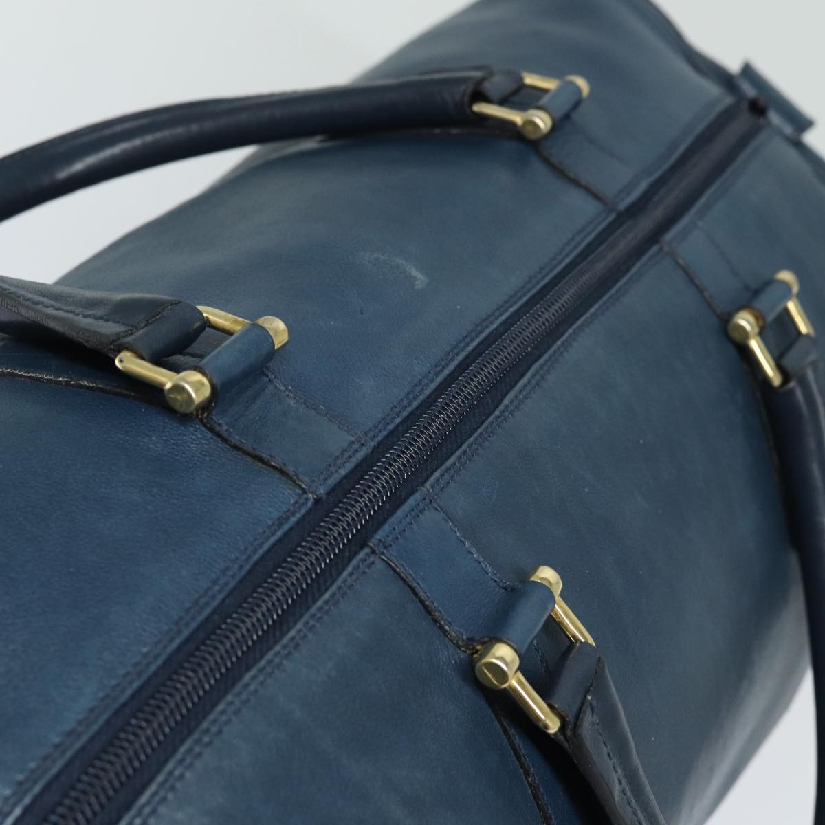 BALENCIAGA Boston Bag Leather Blue Auth bs15384