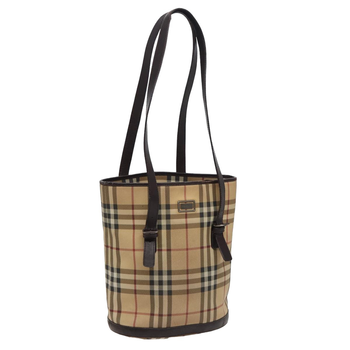 BURBERRY Nova Check Shoulder Bag Coated Canvas Beige Auth bs15396