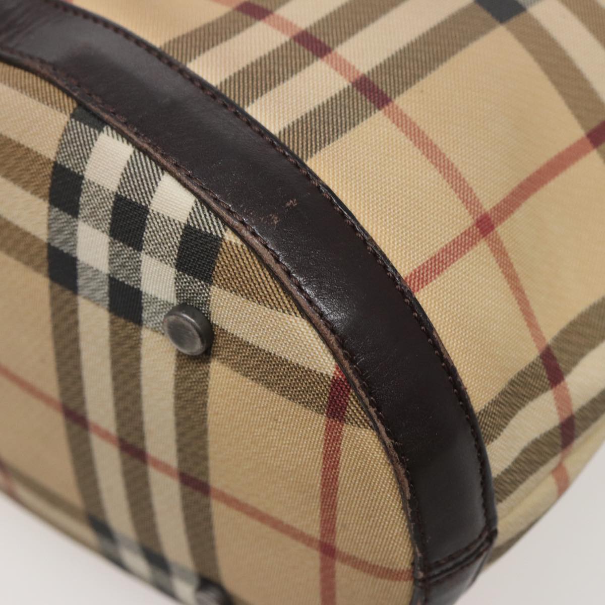 BURBERRY Nova Check Shoulder Bag Coated Canvas Beige Auth bs15396