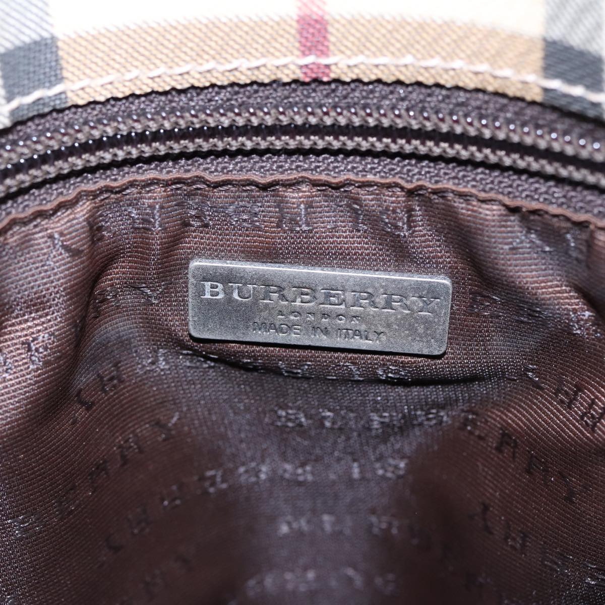 BURBERRY Nova Check Shoulder Bag Coated Canvas Beige Auth bs15396