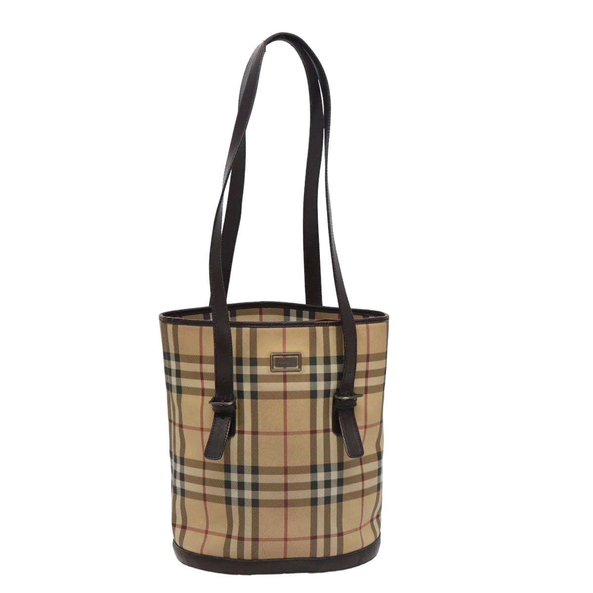 BURBERRY Nova Check Shoulder Bag Coated Canvas Beige Auth bs15396 - 0