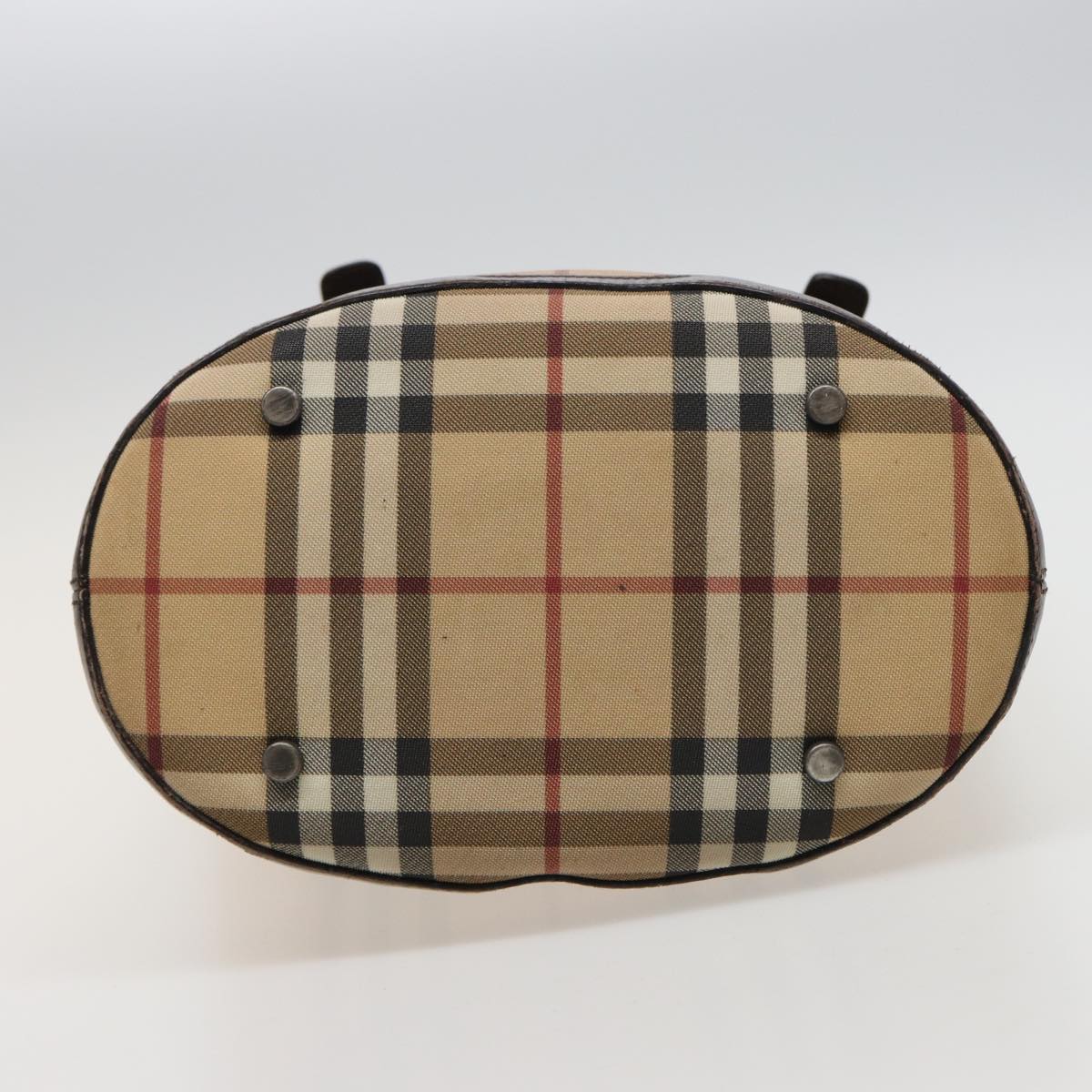 BURBERRY Nova Check Shoulder Bag Coated Canvas Beige Auth bs15396