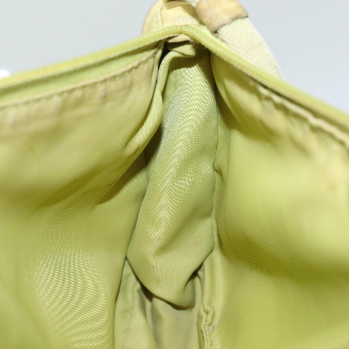 PRADA Accessory Pouch Nylon Lime Yellow Pink Auth bs15411