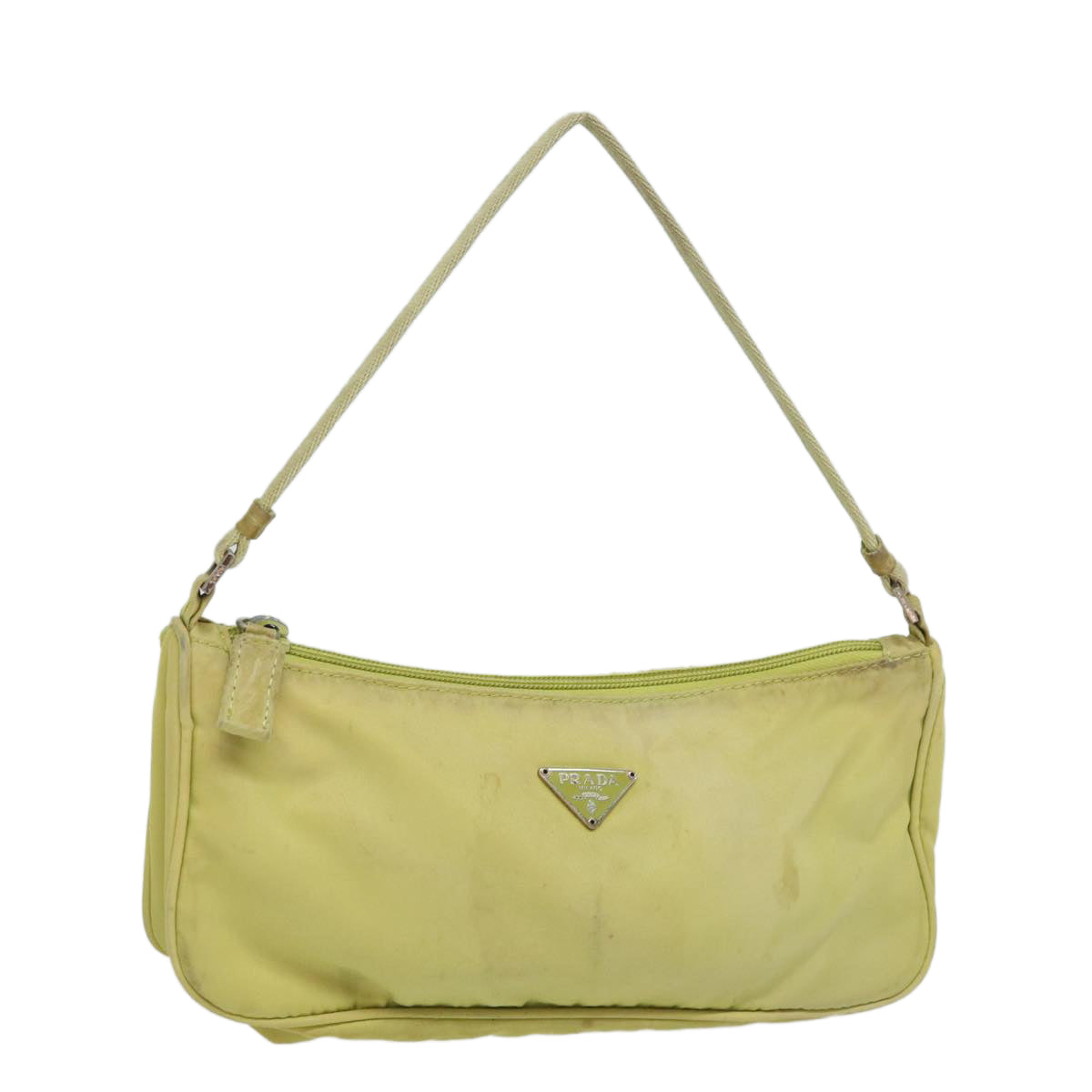 PRADA Accessory Pouch Nylon Lime Yellow Pink Auth bs15411 - 0