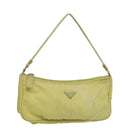 PRADA Accessory Pouch Nylon Lime Yellow Pink Auth bs15411-1