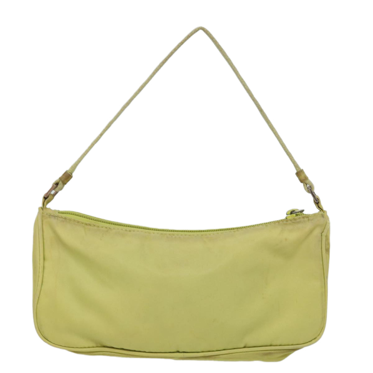 PRADA Accessory Pouch Nylon Lime Yellow Pink Auth bs15411