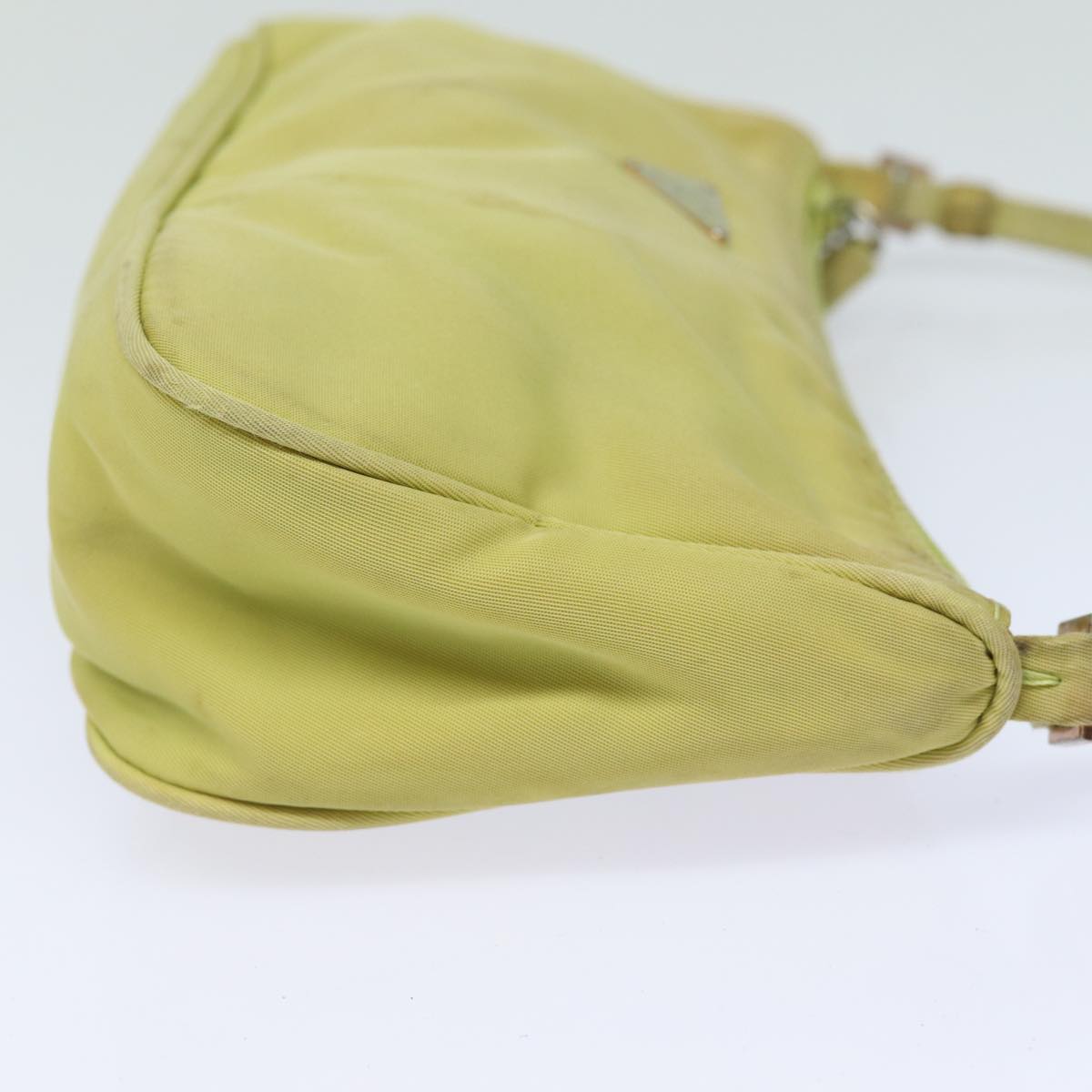 PRADA Accessory Pouch Nylon Lime Yellow Pink Auth bs15411