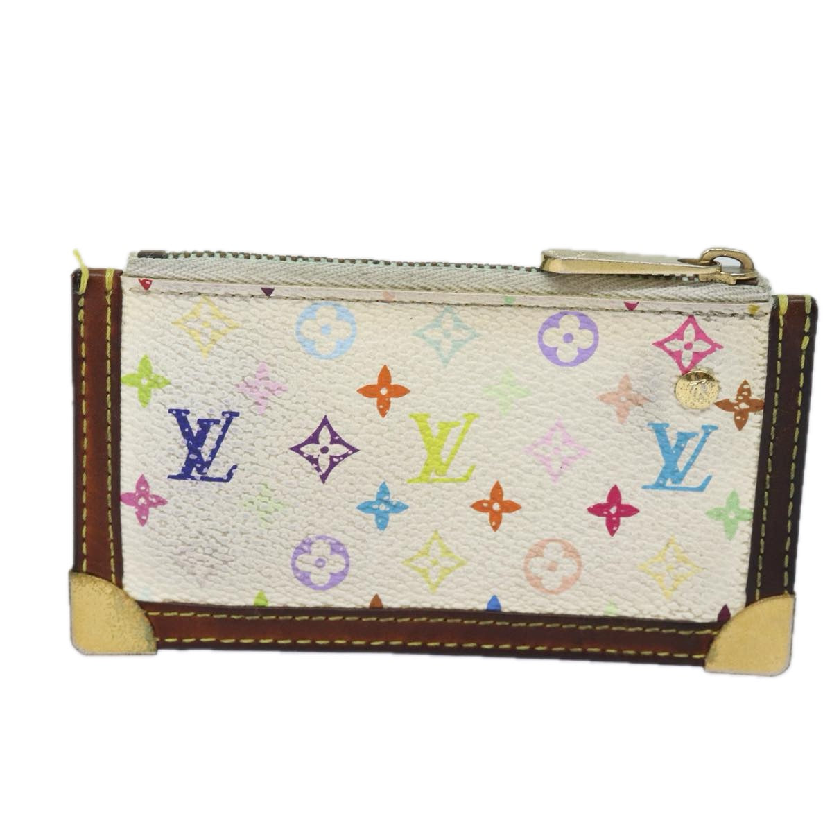 LOUIS VUITTON Monogram Multicolor Pochette Cles Purse White M92655 Auth bs15415 - 0