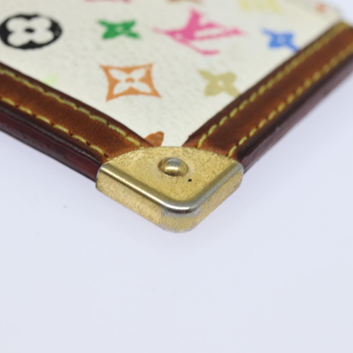 LOUIS VUITTON Monogram Multicolor Pochette Cles Purse White M92655 Auth bs15415